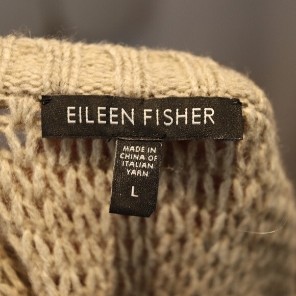 Eileen Fisher Brown Chunky Knit Pullover Sweater 50% Yak 50% Wool LG - Picture 12 of 13